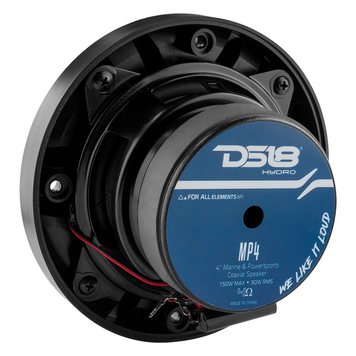 DS18 MP4/BK 4" Marine 2-Way Coaxial Speakers with Built-in Tweeters - 50 Watts Rms 4-ohm