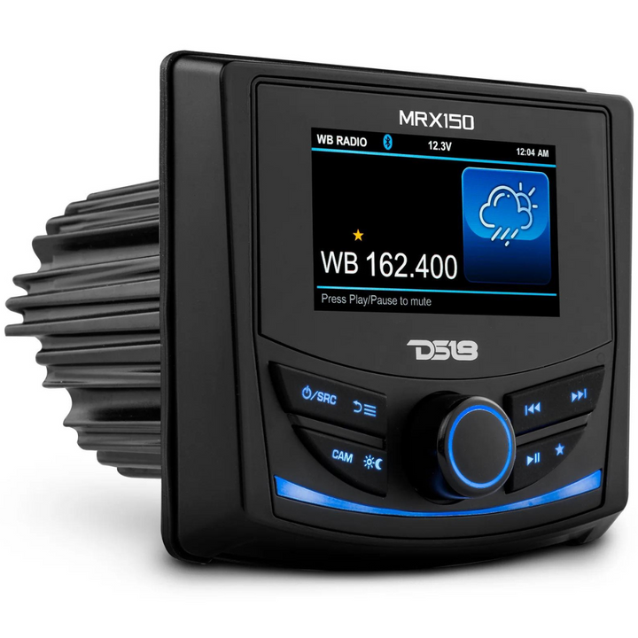 Unidad principal marina DS18 MRX150 con Bluetooth, USB y AUX - Pantalla a color de 3", salidas Rca de 4 V, 2 zonas, 4 x 25 Watts Rms