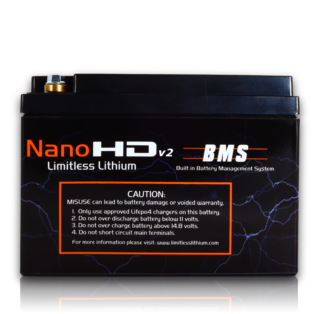 Limitless NHD-30AH Lithium Battery with Maintainer for Motorcycles & Powersports - 5,500 - 6,000 Watts Rms | 30Ah