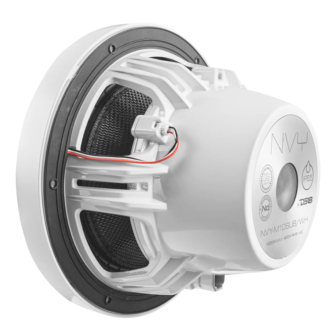 DS18 NVY-M10SUB 10" Marine Subwoofer with LEDs - 600 Watts Rms 4-ohm SVC