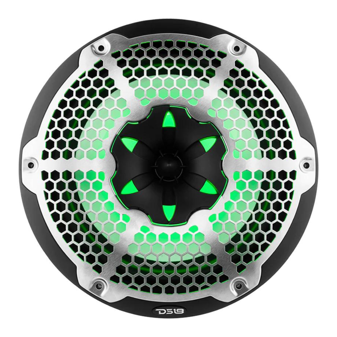 DS18 NXL-10M/BK Altavoces coaxiales marinos de 10" con tweeters integrados y luces LED RGB - 200 vatios Rms 4 ohmios