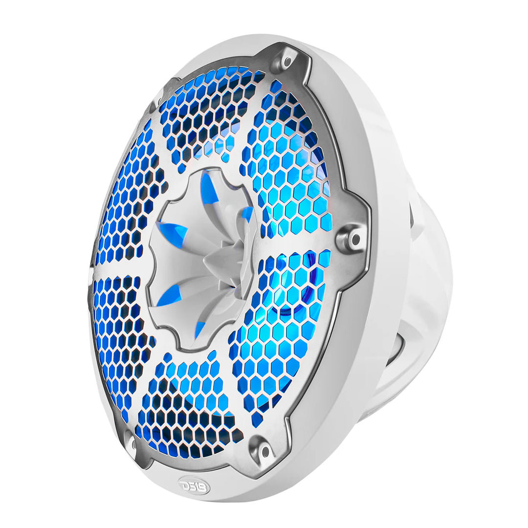 DS18 NXL-10M/WH Altavoces coaxiales marinos de 10" con tweeters integrados y luces LED RGB - 200 vatios Rms 4 ohmios