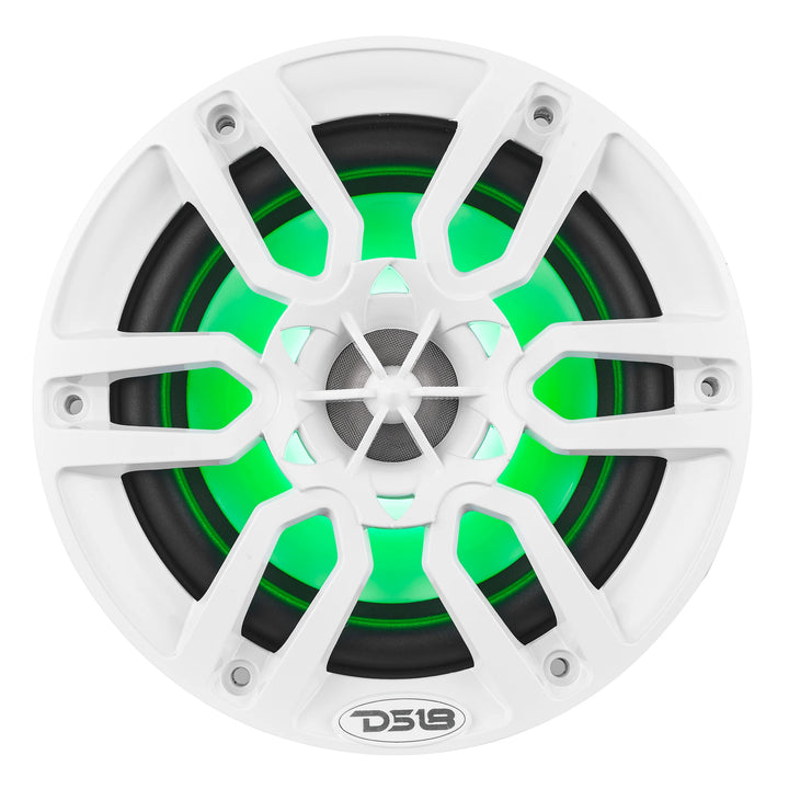 DS18 NXL-6 Altavoces marinos coaxiales blancos de 6,5" con luces LED RGB - 100 vatios Rms 4 ohmios