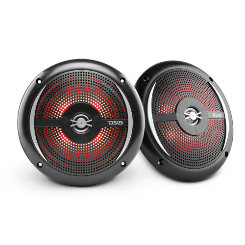 DS18 NXL-6SL/BK Altavoces coaxiales marinos de 6,5" con tweeters integrados y luces LED RGB - 25 vatios Rms 4 ohmios