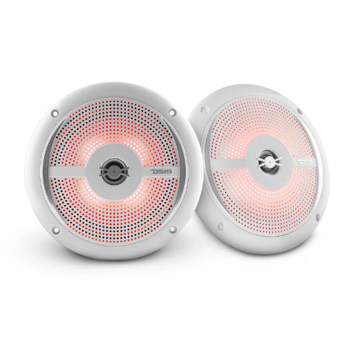 Altavoces coaxiales marinos DS18 NXL-6SL/WH de 6,5" con tweeters integrados y luces LED RGB - 25 vatios Rms 4 ohmios
