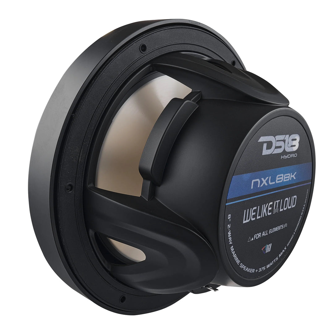 DS18 NXL-8BK Altavoces coaxiales marinos de 8" con tweeters integrados y luces LED RGB - 125 vatios Rms 4 ohmios