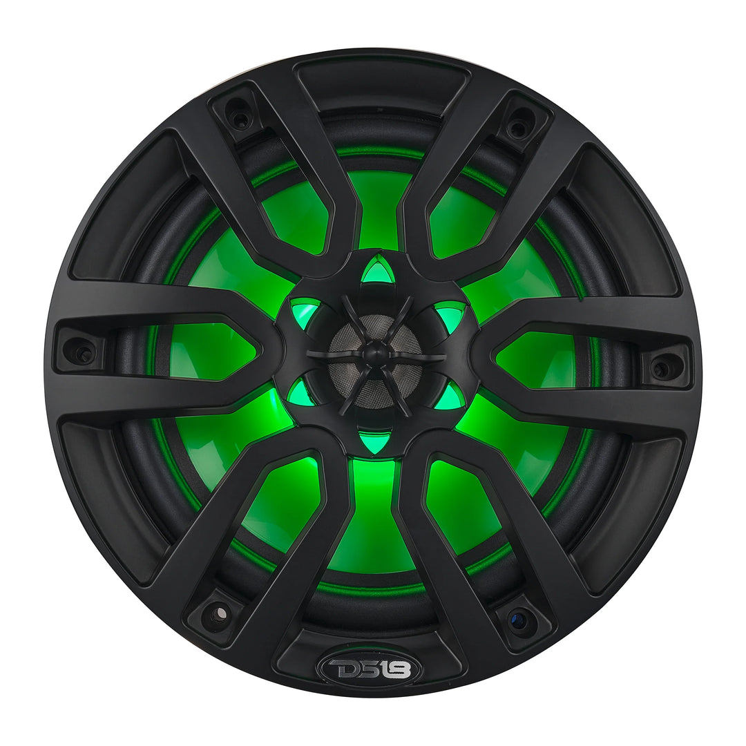 DS18 NXL-8BK Altavoces coaxiales marinos de 8" con tweeters integrados y luces LED RGB - 125 vatios Rms 4 ohmios