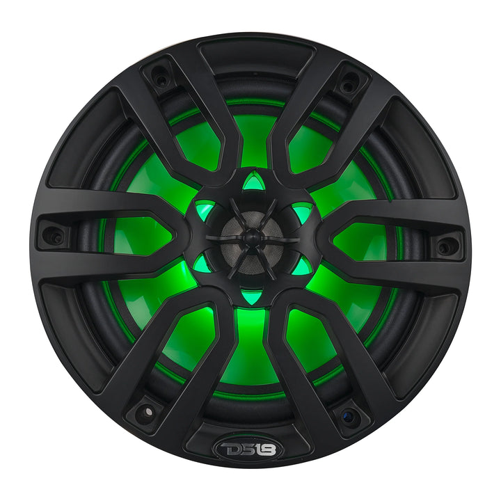 DS18 NXL-8BK Altavoces coaxiales marinos de 8" con tweeters integrados y luces LED RGB - 125 vatios Rms 4 ohmios
