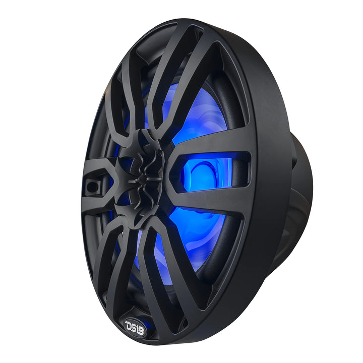 DS18 NXL-8BK Altavoces coaxiales marinos de 8" con tweeters integrados y luces LED RGB - 125 vatios Rms 4 ohmios