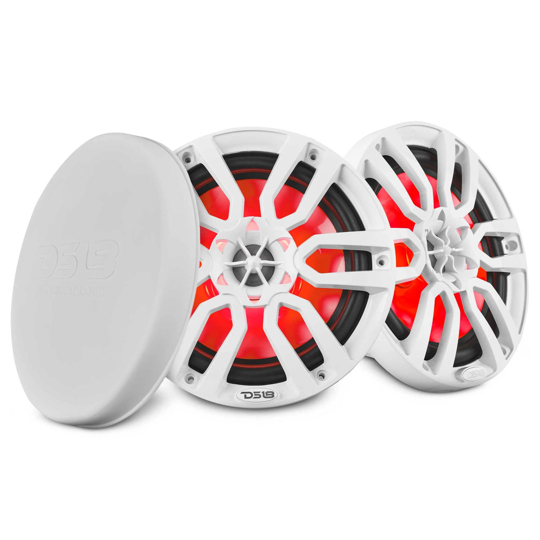DS18 NXL-8 Altavoces marinos coaxiales blancos de 8" con luces LED RGB - 125 vatios Rms 4 ohmios