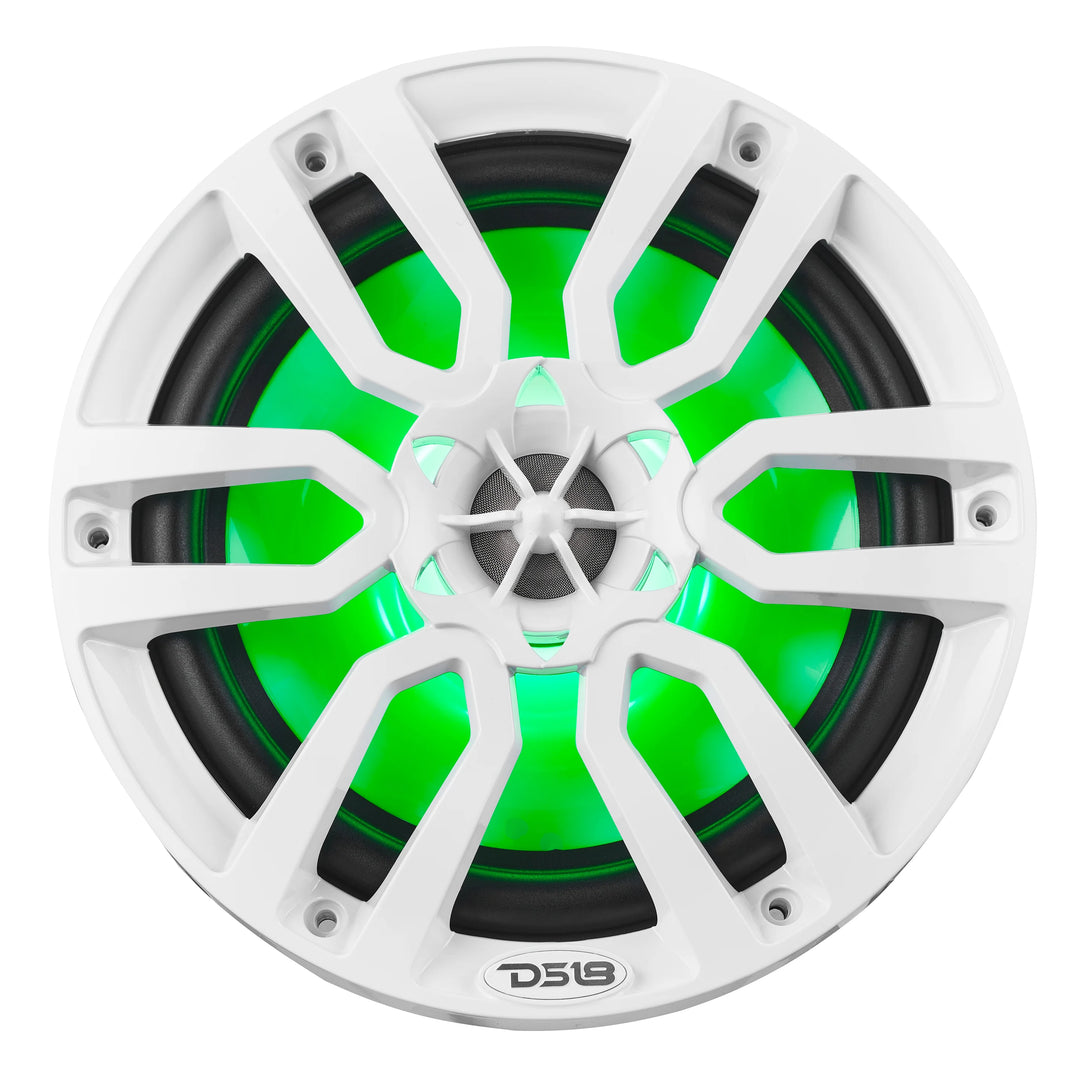 DS18 NXL-8 Altavoces marinos coaxiales blancos de 8" con luces LED RGB - 125 vatios Rms 4 ohmios
