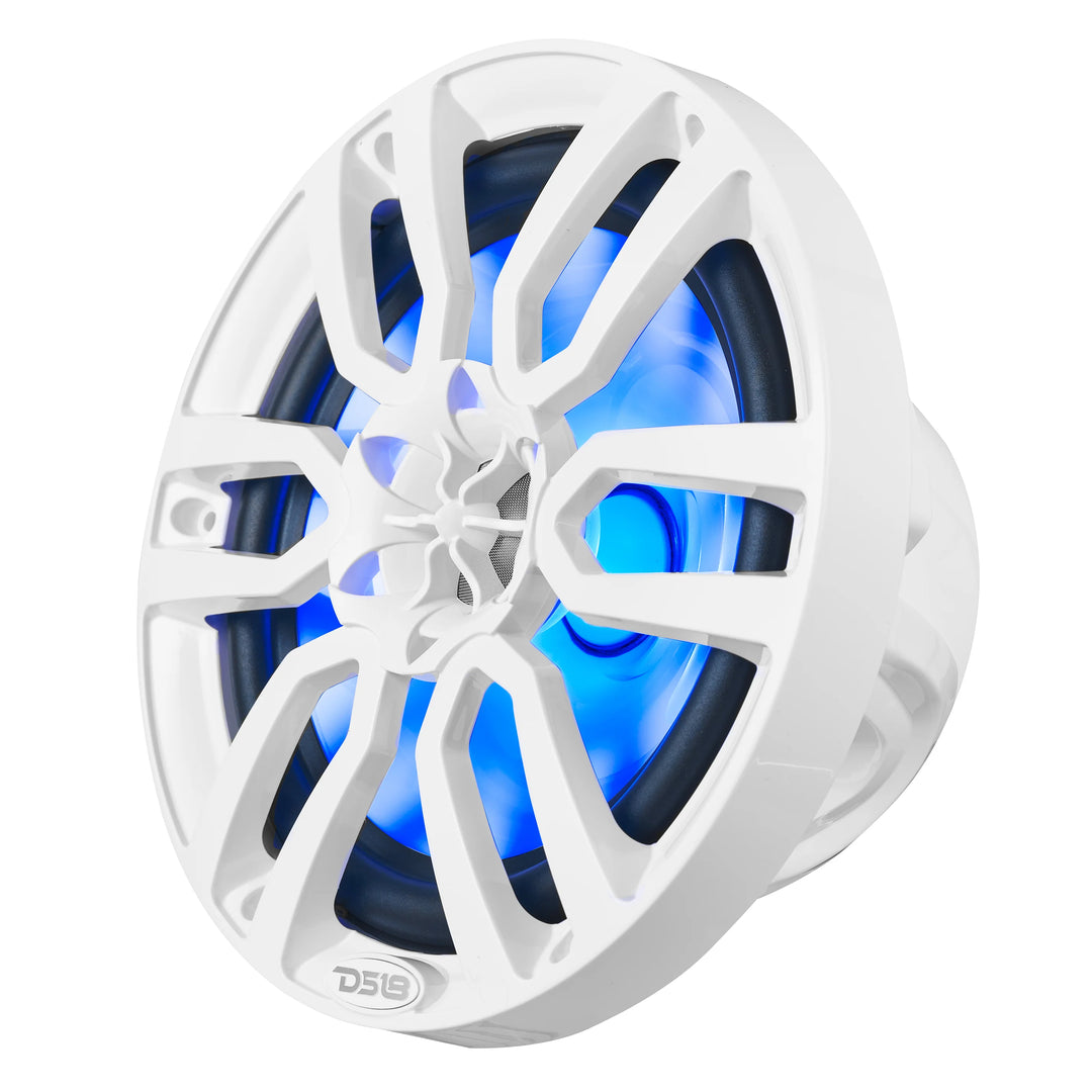 DS18 NXL-8 Altavoces marinos coaxiales blancos de 8" con luces LED RGB - 125 vatios Rms 4 ohmios