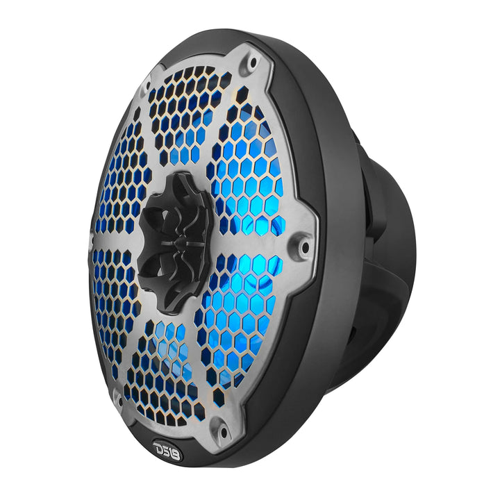 DS18 NXL-8M/BK Altavoces coaxiales marinos de 8" con tweeters integrados y luces LED RGB - 125 vatios Rms 4 ohmios