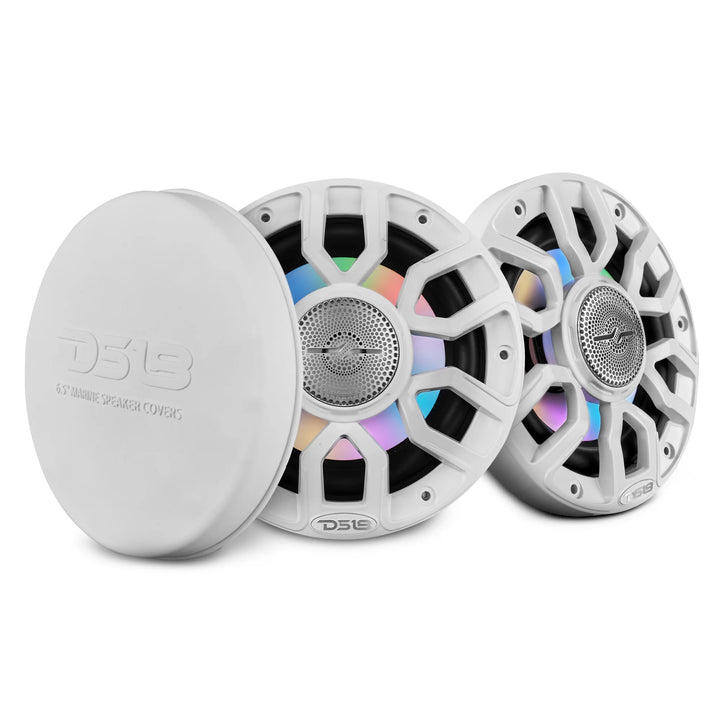 DS18 NXL-IQ6/WH 6.5" 2-Way Marine Speakers with LEDs - 150 Watts Rms 4-ohm
