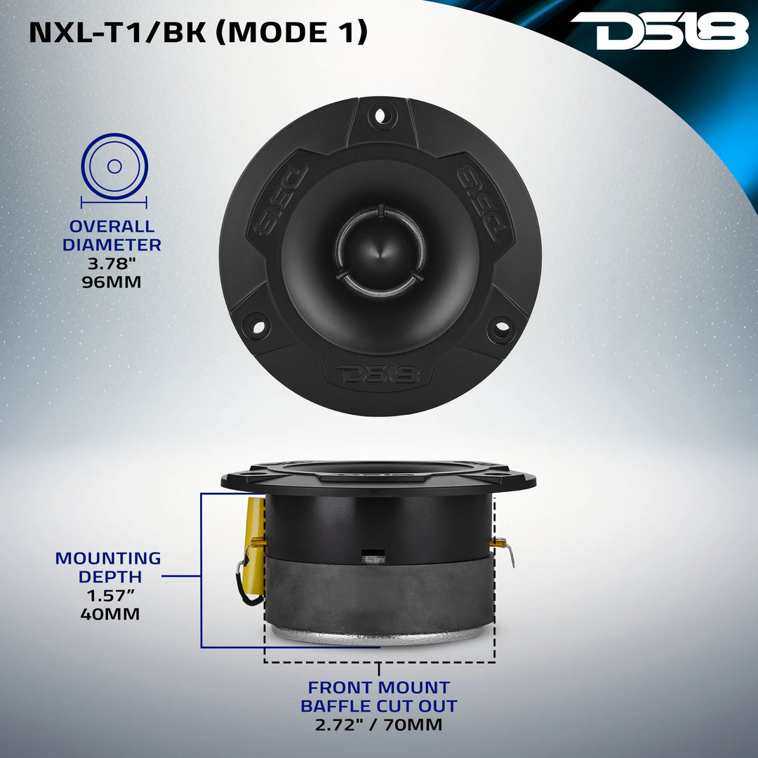 DS18 NXL-T1 Súper tweeters tipo bala marina de 3,8" con bobina móvil de aluminio de 1" - 120 vatios Rms 4 ohmios