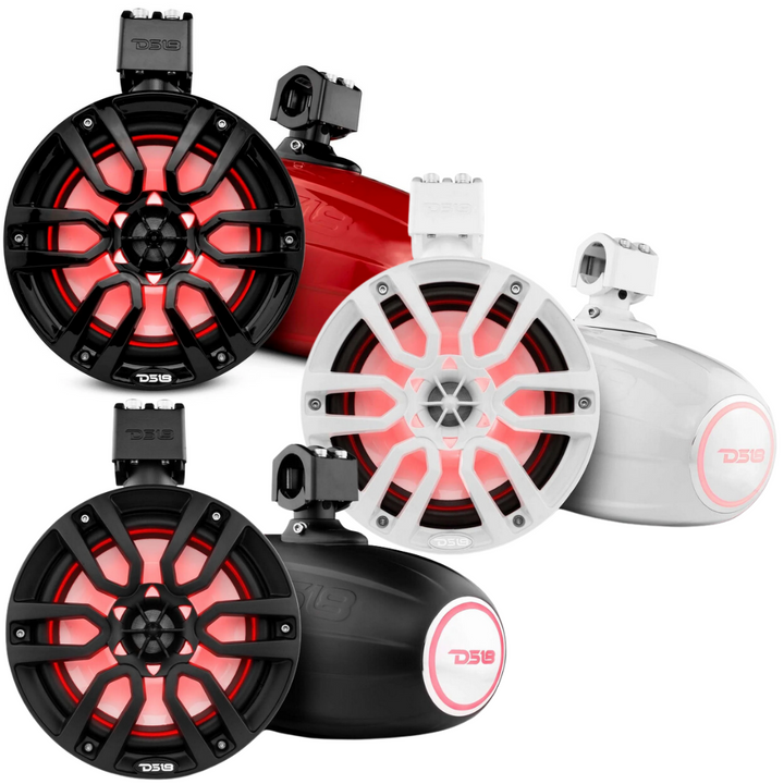 DS18 NXL-X8TP Altavoces tipo torre marina de 8" con luces LED RGB integradas - 125 vatios Rms 4 ohmios