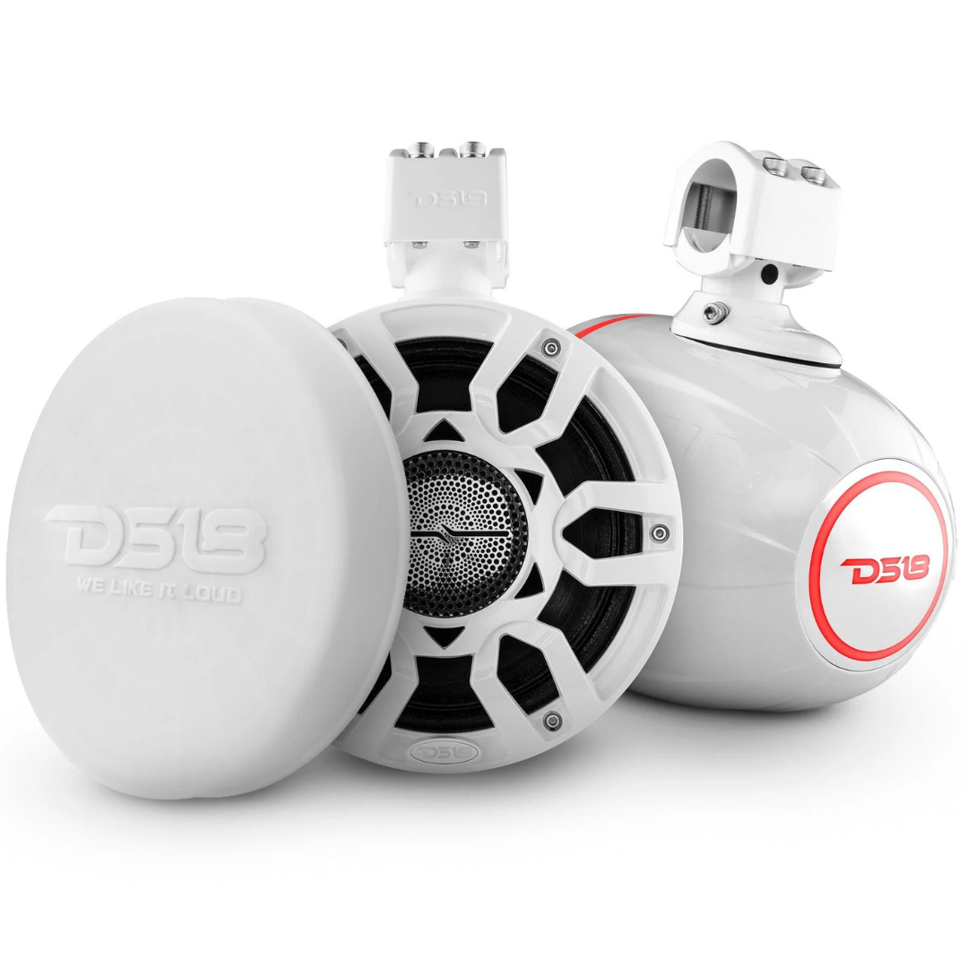 DS18 NXL-X8PRO/WH Altavoces en torre Pro-Audio de 8" con controladores de bocina incorporados y luces LED RGB - 250 vatios Rms 4 ohmios