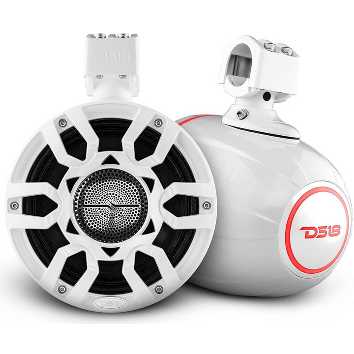 DS18 NXL-X8PRO/WH Altavoces en torre Pro-Audio de 8" con controladores de bocina incorporados y luces LED RGB - 250 vatios Rms 4 ohmios