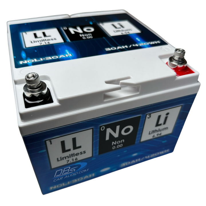 Batería ilimitada de audio para automóvil de iones de sodio NoLi-30AH de litio con mantenedor - 5000 - 8000 vatios Rms | 30Ah