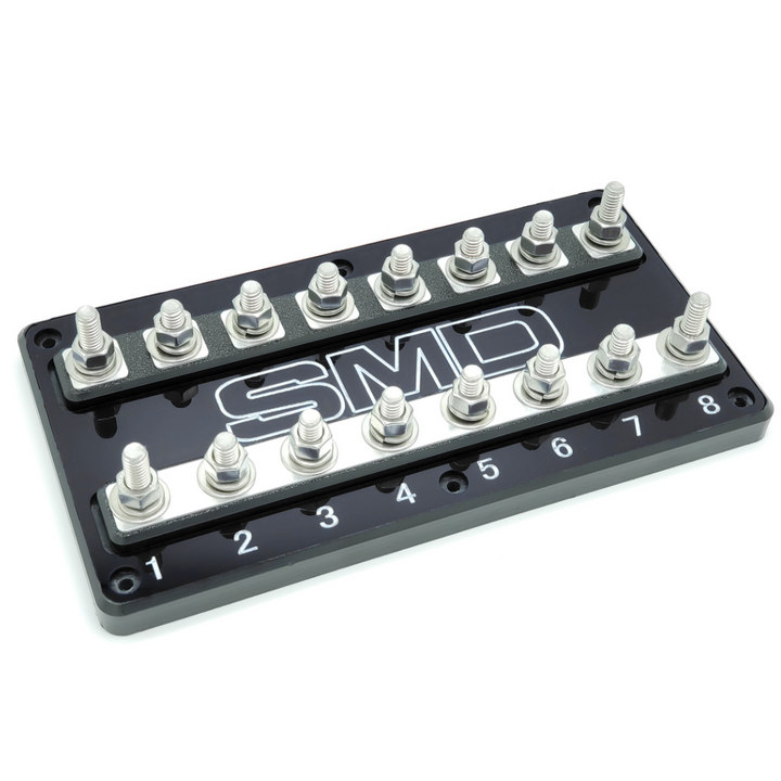 SMD Octo 8 Slot ANL Fuse Block with Polished Aluminum Hardware and Clear Acrylic Cover - Made In the USA
