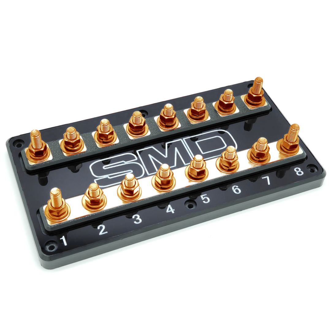 SMD Octo 8 Slot ANL Fuse Block with 100% Oxygen-free Copper Hardware and Clear Acrylic Cover - Made In the USA