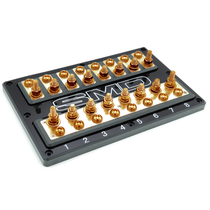 SMD Octo XL2 8 Slot ANL Fuse Block with 100% Oxygen-free Copper Hardware and Clear Acrylic Cover - Made In the USA
