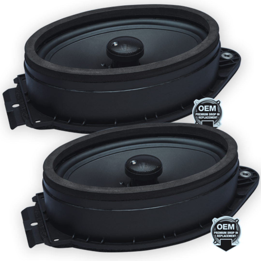 PowerBass OE692-GM2 2-OHM OEM 6x9" Replacement Coaxial Speakers with 1" Silk Dome Tweeters - Fits Chevrolet / GMC / Cadillac / Buick