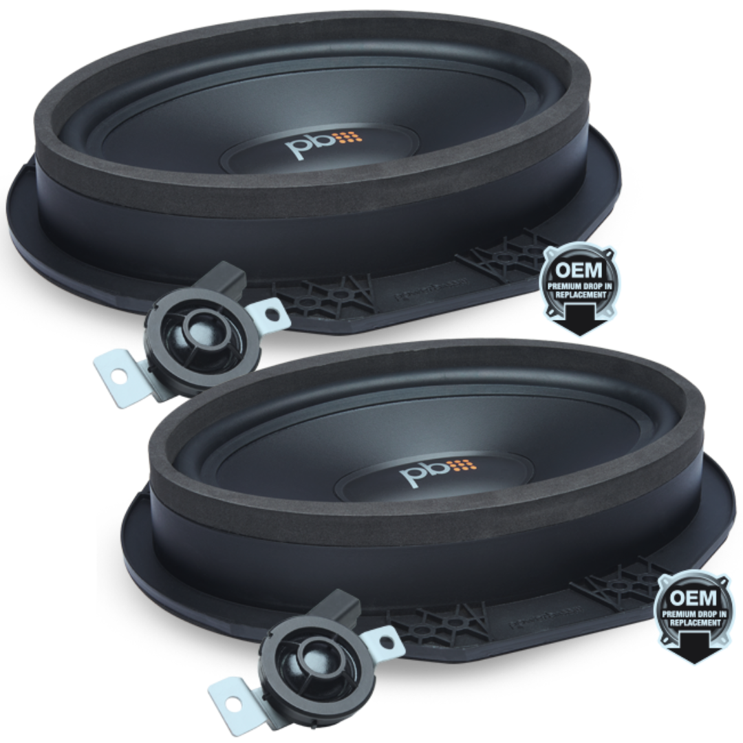 PowerBass OE69C-FD OEM 6x9" Direct Replacement Component Speakers with 1" Silk Dome Tweeters - Fits Ford / Lincoln