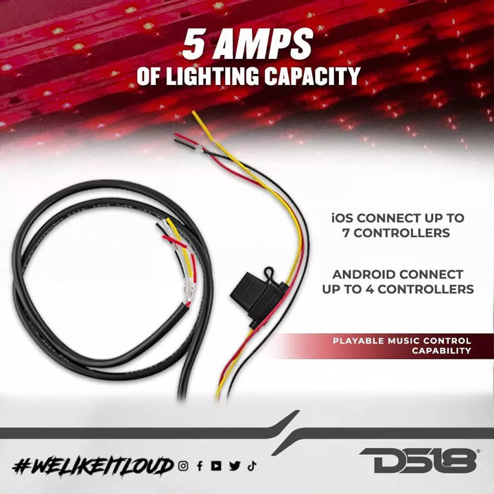 4x DS18 PRO-GM6.4 6.5" Speakers with 4x LED RGB Speaker Rings and Bluetooth RGB Controller