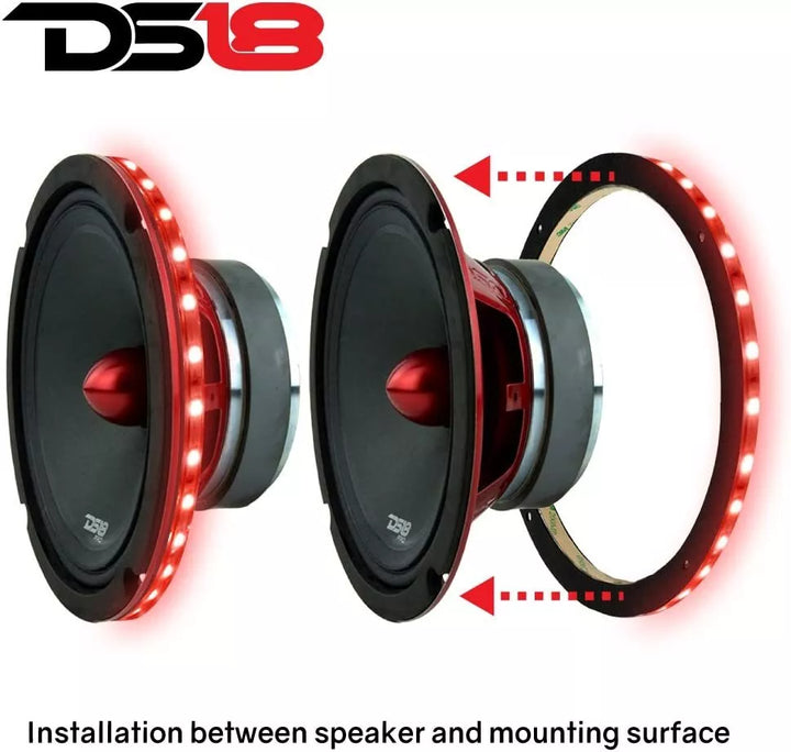 4x DS18 PRO-GM6.4 6.5" Speakers with 4x LED RGB Speaker Rings and Bluetooth RGB Controller