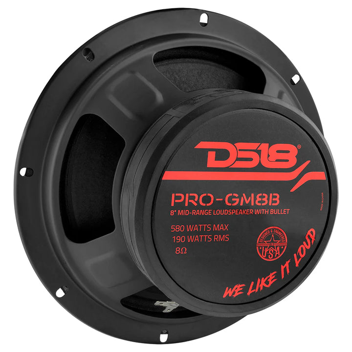 DS18 PRO-GM8B Altavoz de rango medio de 8" con bala de aluminio y bobina móvil de 1,5" - 190 vatios Rms 8 ohmios