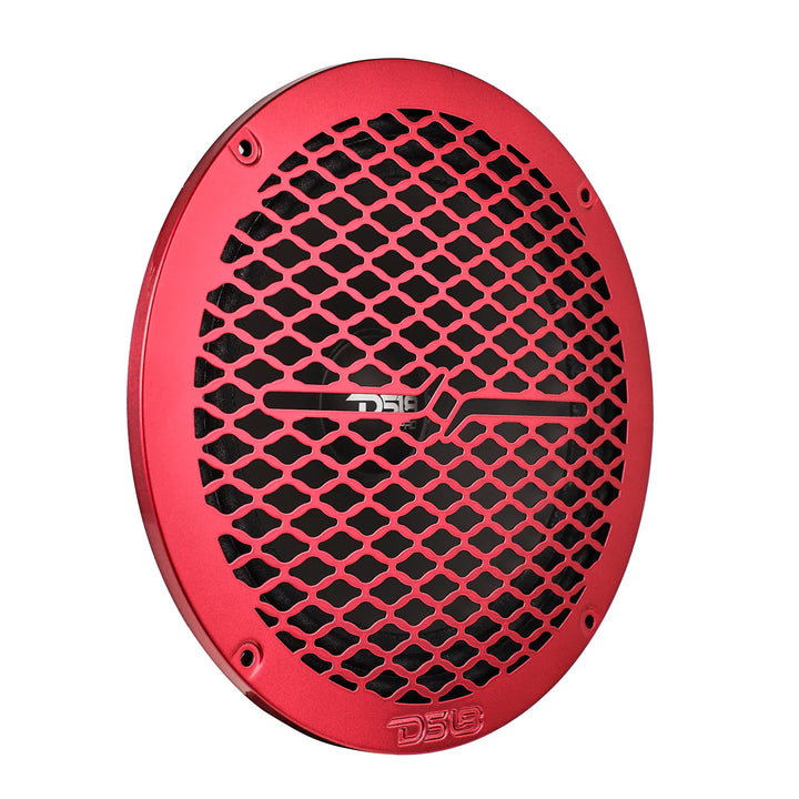 DS18 PRO-GRILL8MS/RD Cubiertas protectoras universales rojas para parrilla de altavoz de metal de 8" con diseño de panal cortado con láser