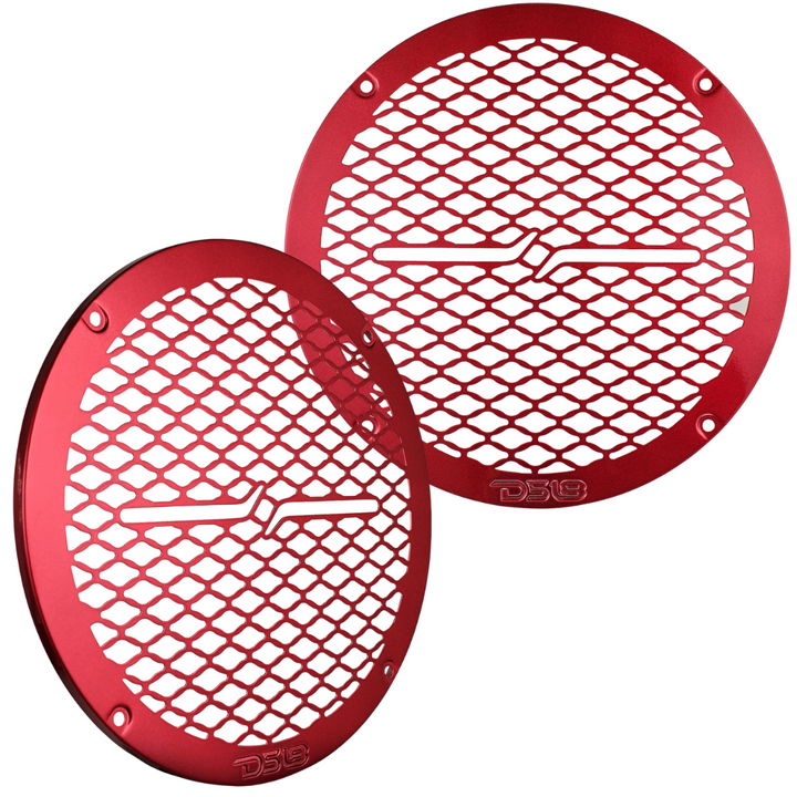 DS18 PRO-GRILL8MS/RD Cubiertas protectoras universales rojas para parrilla de altavoz de metal de 8" con diseño de panal cortado con láser