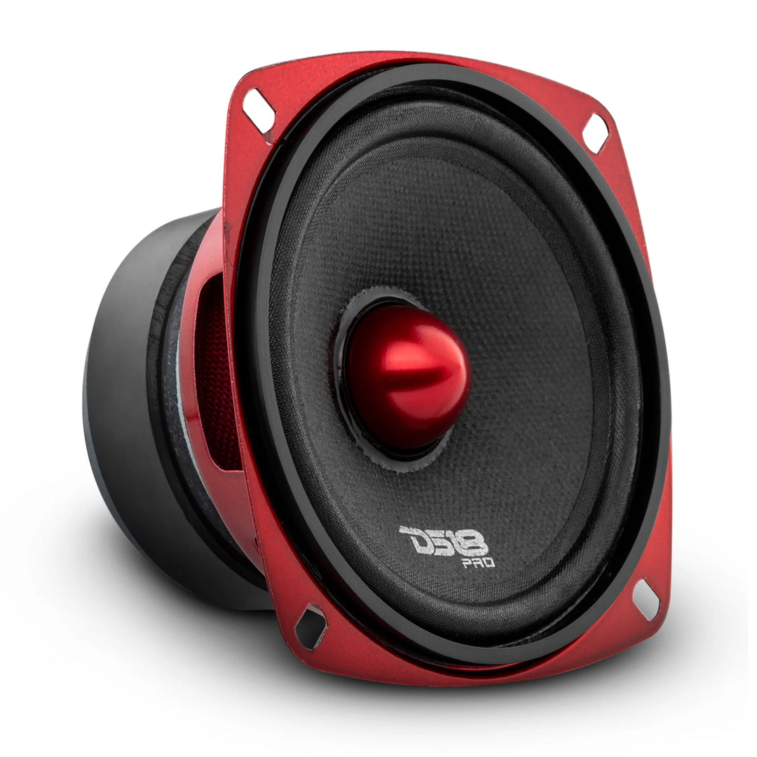 DS18 PRO-X4.4BM Altavoz de rango medio de 4" con bala de aluminio rojo y bobina móvil de 1" - 100 vatios Rms 4 ohmios