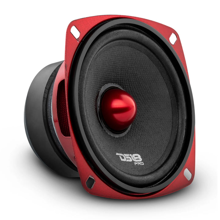 DS18 PRO-X4.4BM Altavoz de rango medio de 4" con bala de aluminio rojo y bobina móvil de 1" - 100 vatios Rms 4 ohmios
