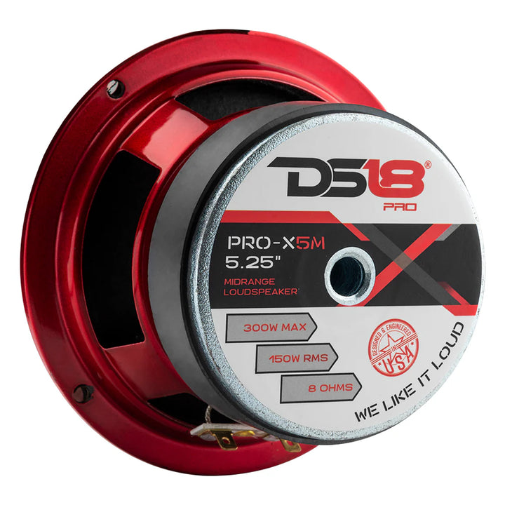 DS18 PRO-X5M Altavoz de rango medio de 5,25" con tapa antipolvo clásica y bobina móvil de 1,2" - 150 vatios Rms 8 ohmios
