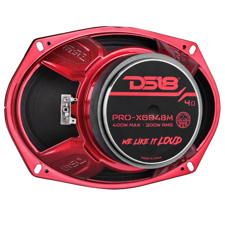DS18 PRO-X694BM Altavoz de rango medio de 6x9" con bala de aluminio y bobina móvil de 1,5" - 200 vatios Rms 4 ohmios