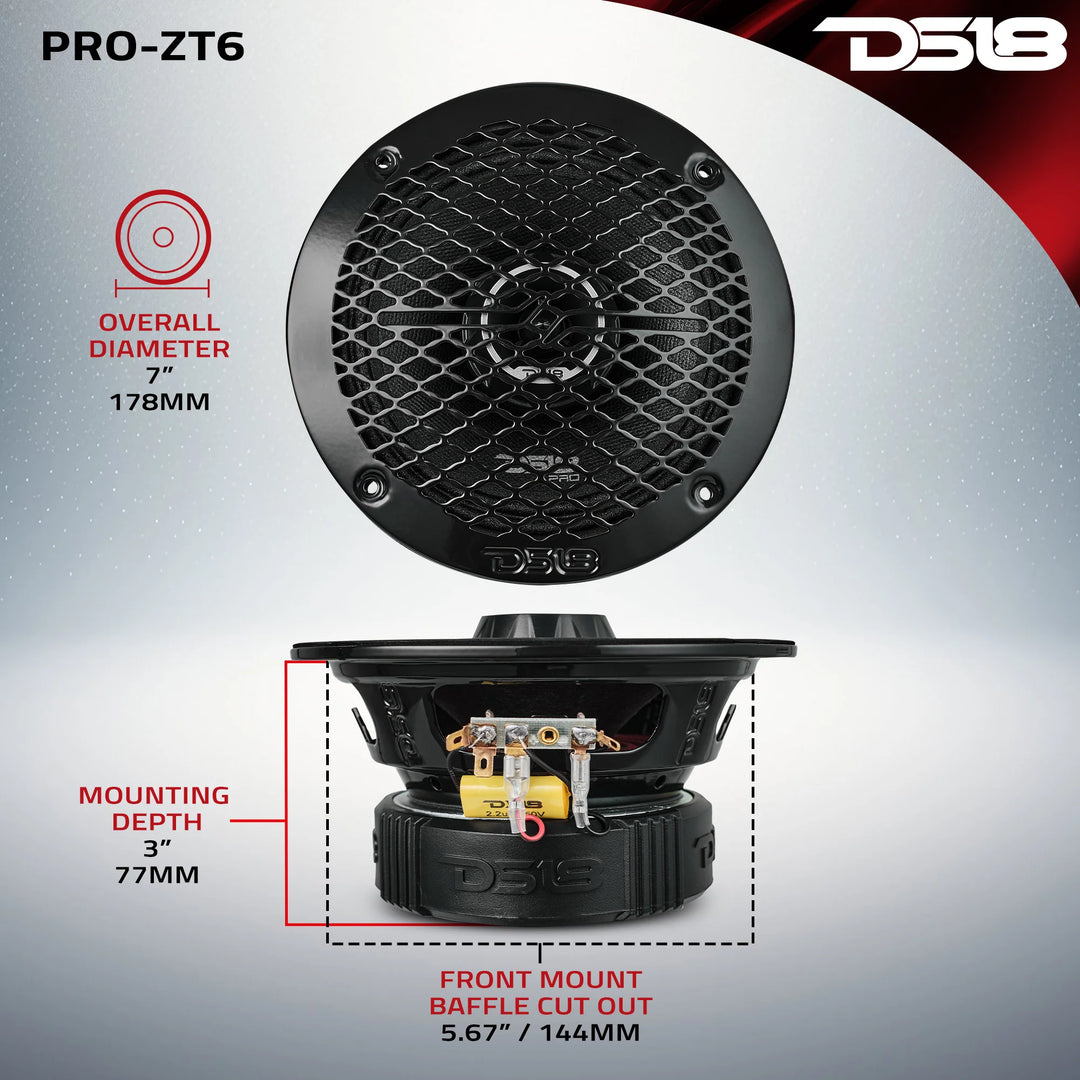 DS18 PRO-ZT6 6.5" 2-Way Loudspeaker - 225 Watts Rms 4-ohm