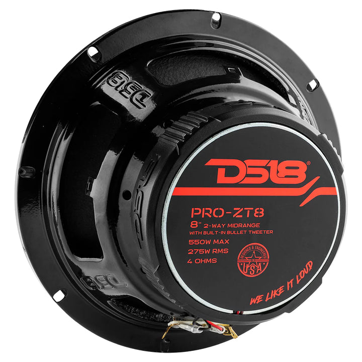 DS18 PRO-ZT8 Altavoz coaxial de 2 vías de 8" con tweeter tipo bala incorporado y bobina móvil de 1,5" - 275 vatios Rms 4 ohmios