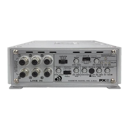 Massive Audio PX6 6-Channel Class D Full-Range Amplifier - 6 x 130 Watts Rms @ 4-ohm