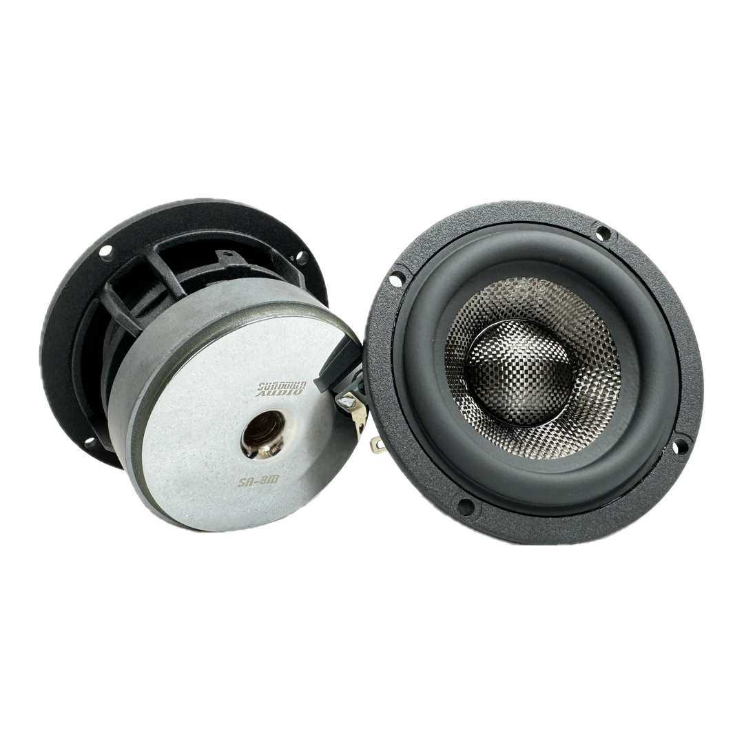 Sundown Audio SA-3M 3" High Fidelity Full-Range Speakers with Carbon Fiber Cone and Dust Cap - 150 Watts Rms 4-ohm