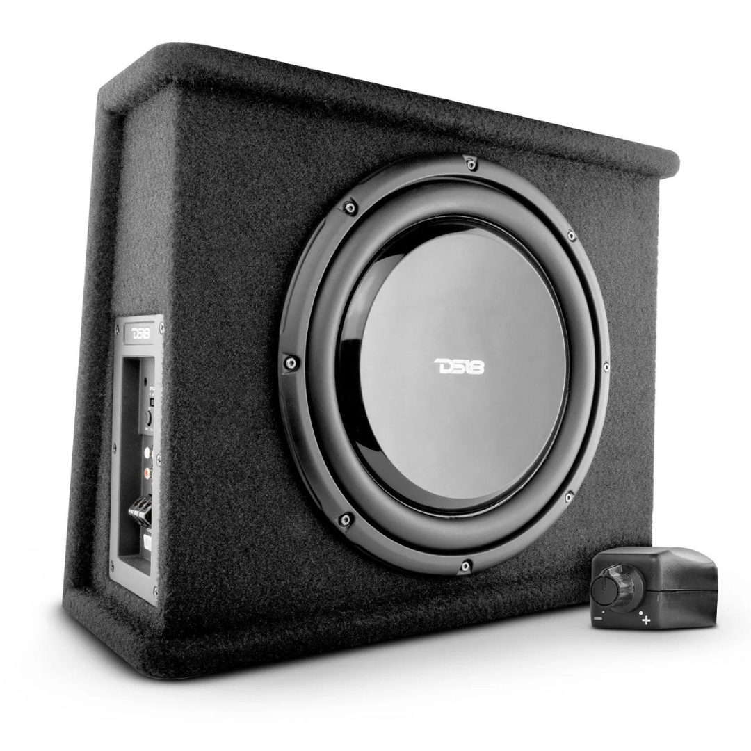 DS18 SB12A 12" Subwoofer with Sealed Enclosure and Built-in 350 Watt Rms Amplifier - Includes Level Control Knob
