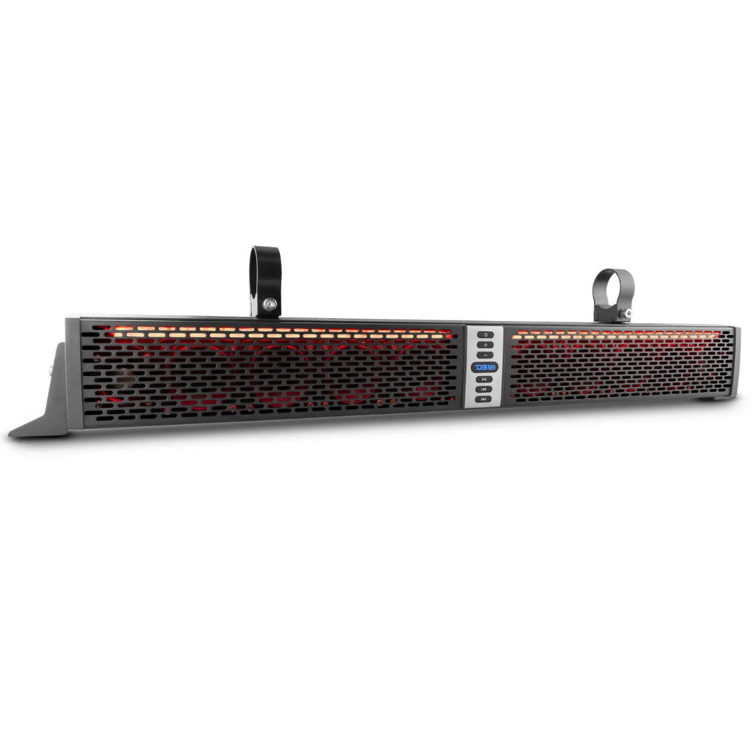 DS18 SBAR35BT Barra de sonido marina amplificada de 35" con Bluetooth incorporado y luces LED RGB - Sistema de 10 altavoces de 200 vatios Rms