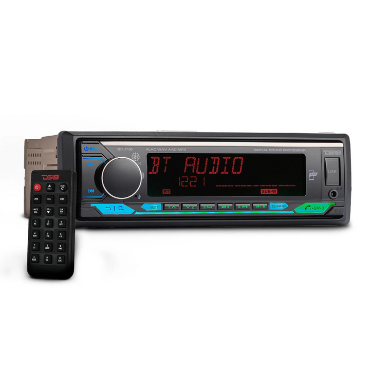 DS18 SDX-P100 Single Din Digital Media Receiver with Built-in DSP, Bluetooth, Aux Input and USB