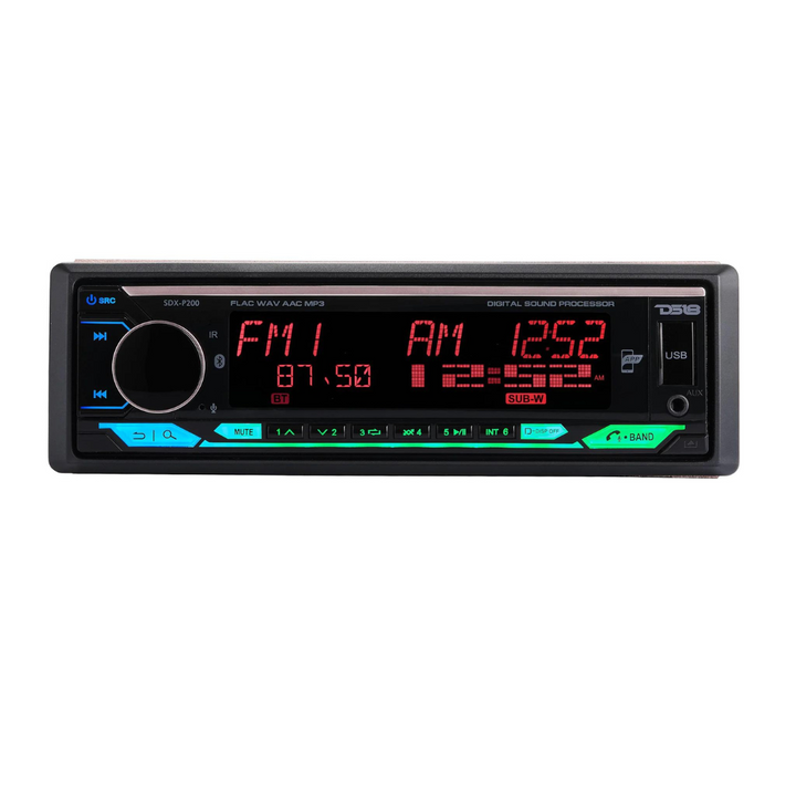DS18 SDX-P200 Single Din High Power Digital Media Receiver with Built-in DSP, Bluetooth, Aux Input and USB - 4x 60 Watts Rms