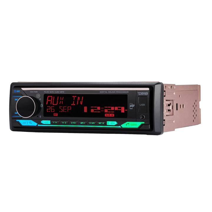 DS18 SDX-P200 Single Din High Power Digital Media Receiver with Built-in DSP, Bluetooth, Aux Input and USB - 4x 60 Watts Rms