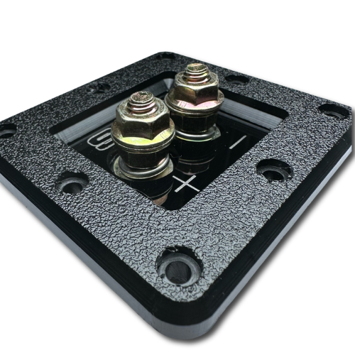 SMD 1-Channel Speaker Box Terminal Plate with Grade 8 Hardware and Black Acrylic Bezel