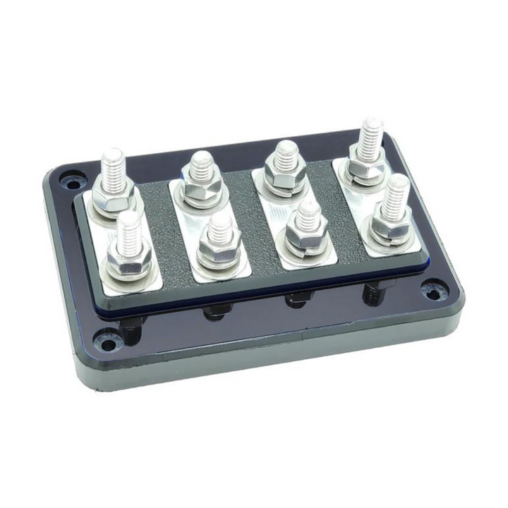 SMD DCL 4.2 4 Slot Subwoofer Terminal Distribution Block with Polished Aluminum Hardware and Clear Acrylic Cover