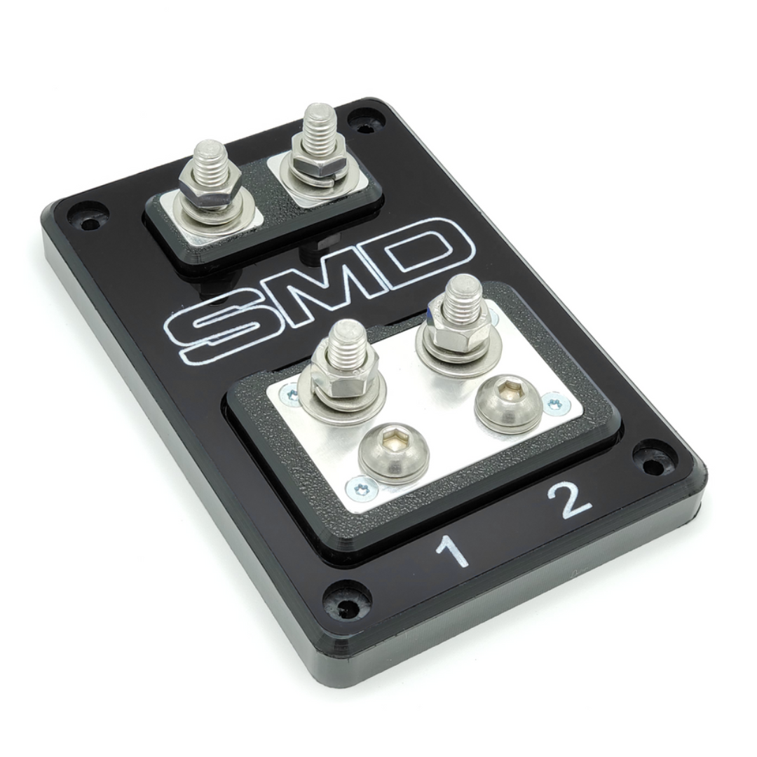 SMD Double XL 2 Slot ANL Fuse Block with Polished Aluminum Hardware and Clear Acrylic Cover - Made In the USA