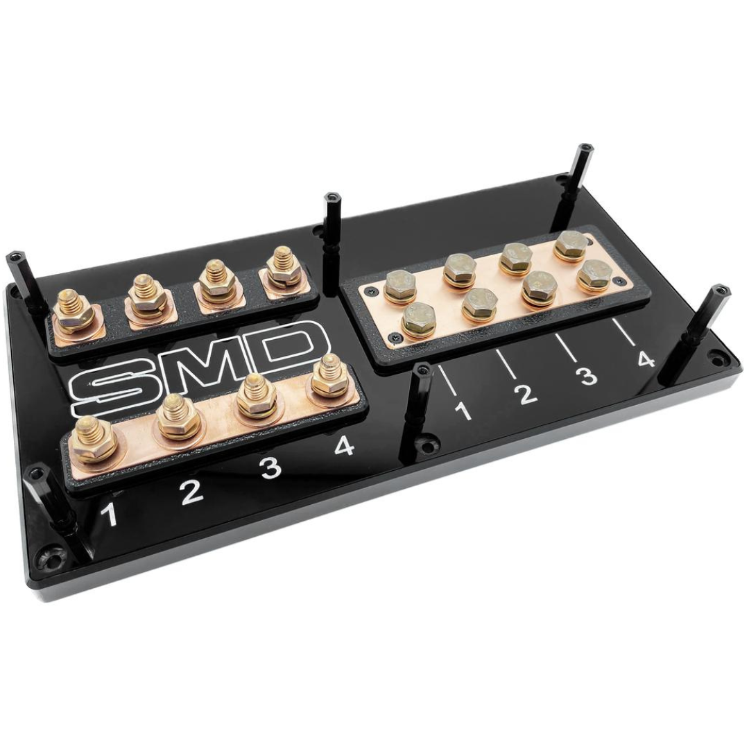 SMD 4 Slot ANL Fuse & Distribution Block with 100% Oxygen-free Copper Hardware and Clear Acrylic Cover - Made In the USA